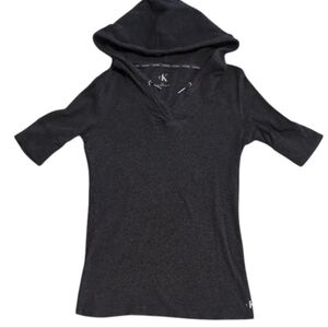 Calvin Klein Dark Gray Short Sleeve Hoodie Size Large